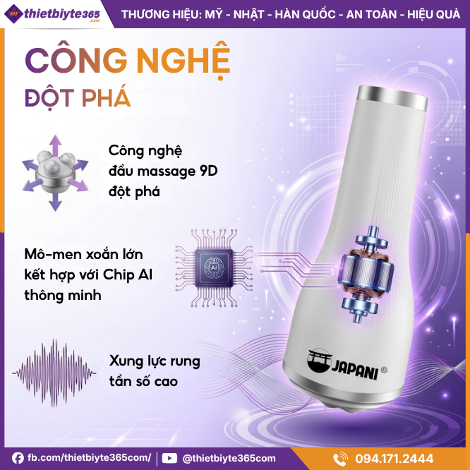 Công Nghệ của Máy Massage Rung Bụng Cầm Tay JAPANI MBCT-6183 5 đầu