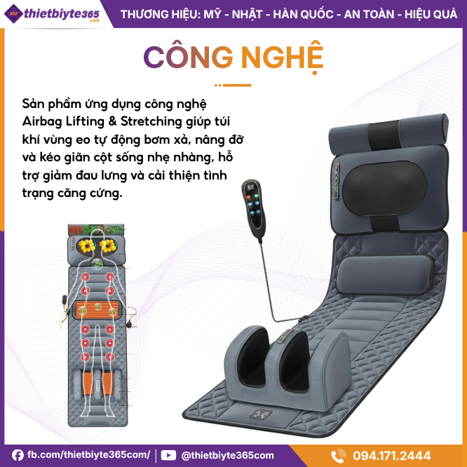Công nghệ của Nệm massage toàn thân JAPANI MDN-6616 dây cắm trực tiếp
