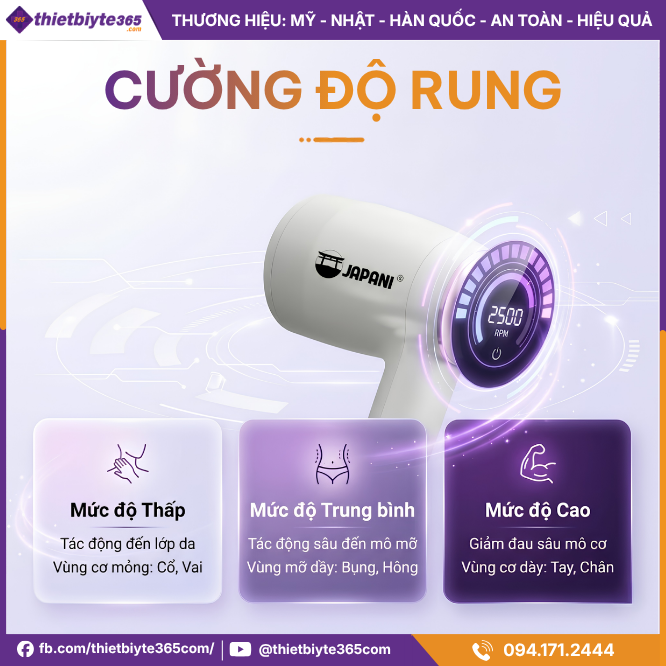 Cường Độ Rung của Máy Massage Bụng Cầm Tay JAPANI MBCT-6136 6 đầu
