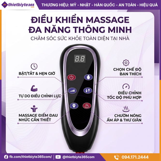 Điều khiển của Nệm massage toàn thân JAPANI MDN-6616 dây cắm trực tiếp