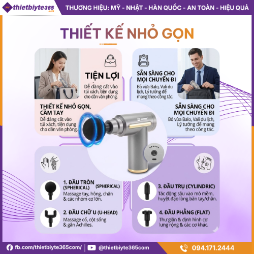 Thiết kế nhỏ gọn tiện lợi ản phẩm JAPANI MCT-2406 4 Đầu Massage chuyên dụng