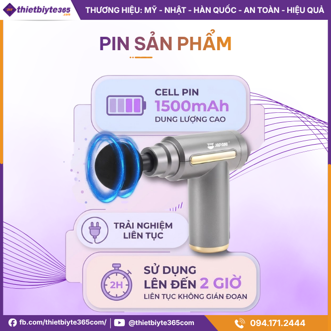 Pin ản phẩm JAPANI MCT-2406 4 Đầu Massage chuyên dụng