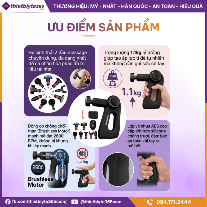 Ưu điểm Máy massage cầm tay JAPANI MCT-2434