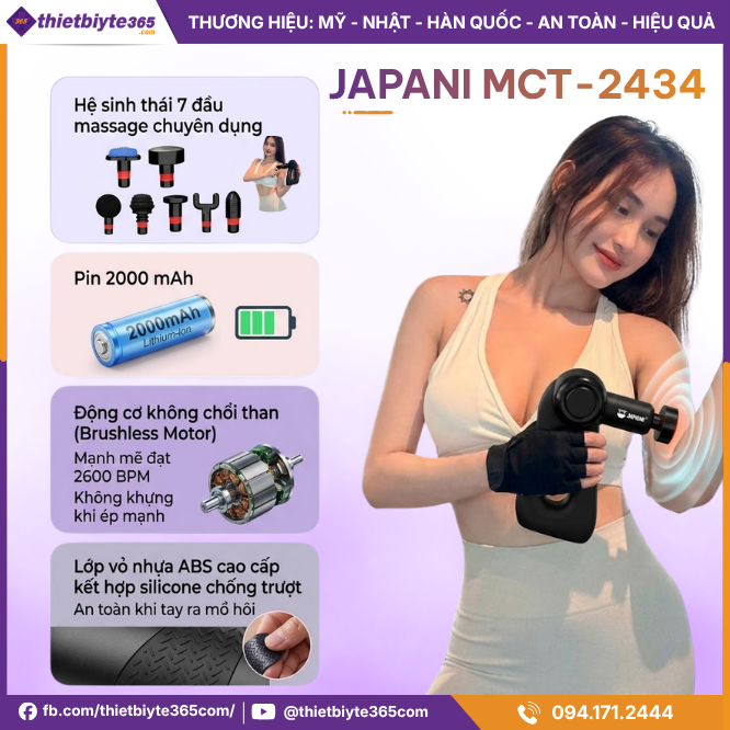 Thông tin sản phẩm Máy massage cầm tay JAPANI MCT-2434