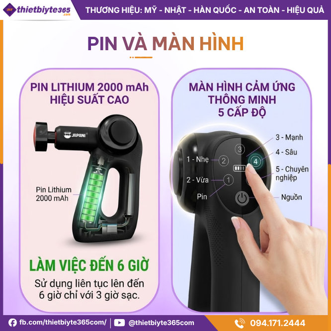 pin của Máy massage cầm tay JAPANI MCT-2434