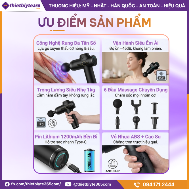 ưu điểm sản phẩm Máy massage cầm tay JAPANI MCT-1895 6 Đầu Massage