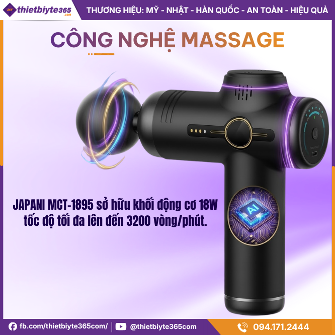 công nghệ massage Máy massage cầm tay JAPANI MCT-1895 6 Đầu Massage