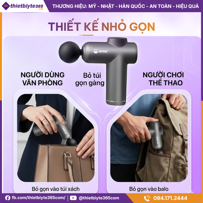 Thiết kế nhỏ gọn tiện lợi Máy massage cầm tay JAPANI MCT-1913