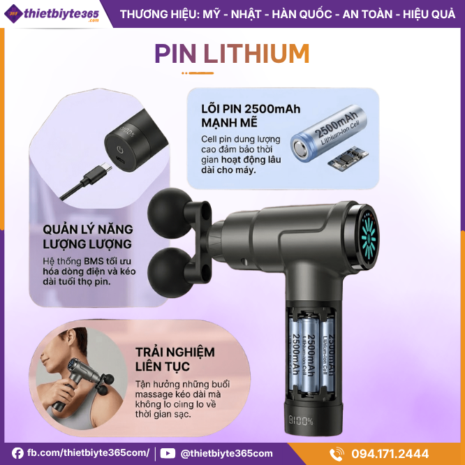 Pin của sản phẩm Máy massage cầm tay JAPANI MCT-2508