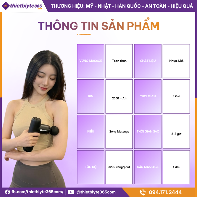 Thông tin sản phẩm Máy massage cầm tay mini JAPANI MCT-2382 4 đầu massage