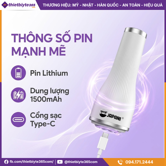 Pin của Máy Massage Rung Bụng Cầm Tay JAPANI MBCT-6183 5 đầu