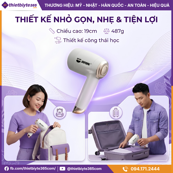 Thiết kế nhỏ gọn, nhẹ & tiện lợi của Máy Massage Bụng Cầm Tay JAPANI MBCT-6136 6 đầu