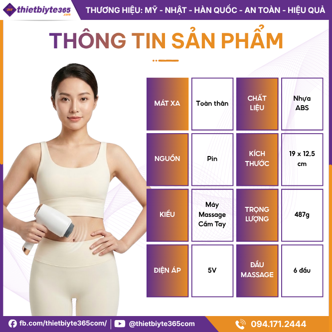 Thông tin sản phẩm Máy Massage Bụng Cầm Tay JAPANI MBCT-6136 6 đầu