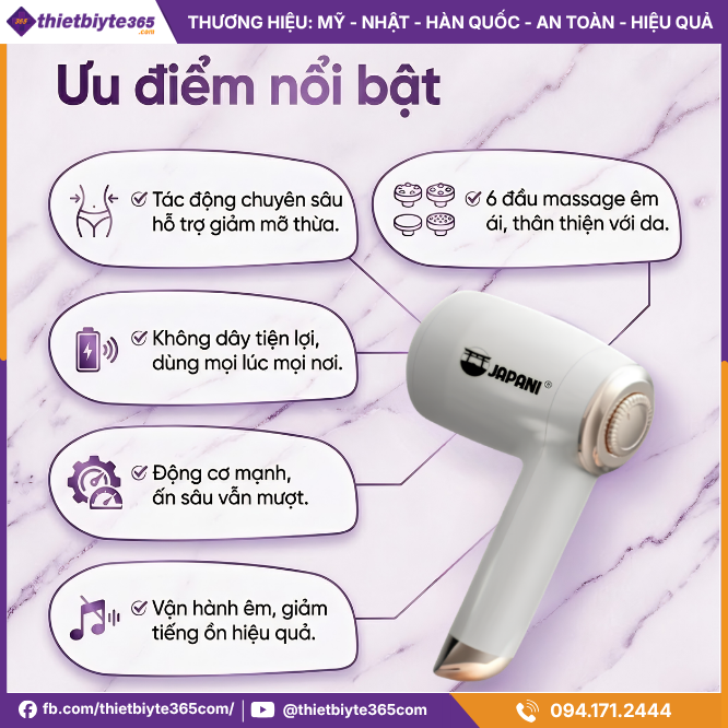 Ưu Điểm Máy Massage Bụng Cầm Tay JAPANI MBCT-6136 6 đầu