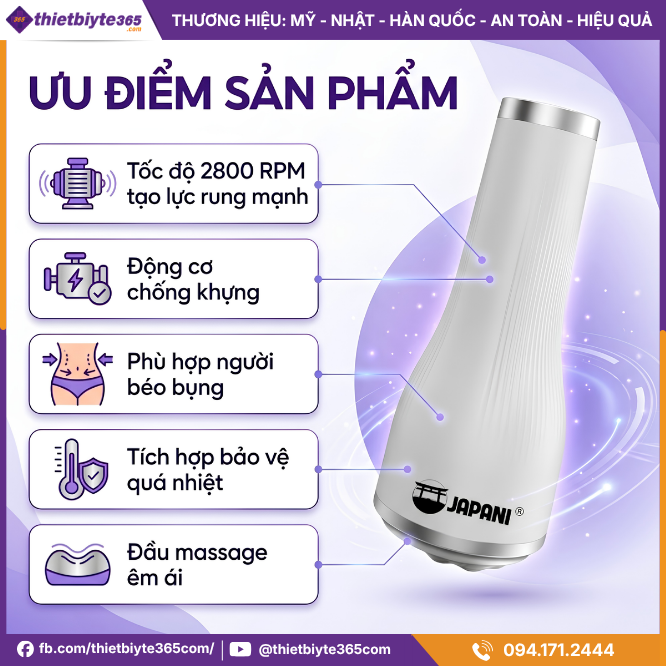 Ưu Điểm Máy Massage Rung Bụng Cầm Tay JAPANI MBCT-6183 5 đầu