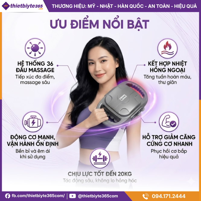 Ưu điểm Máy massage cầm tay JAPANI MDN-6408 nhiệt hồng ngoại