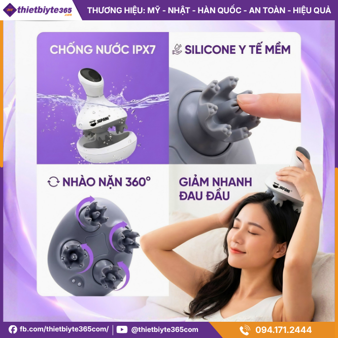 Ưu điểm Máy mát xa đầu cầm tay JAPANI MSD-6141 4 đầu