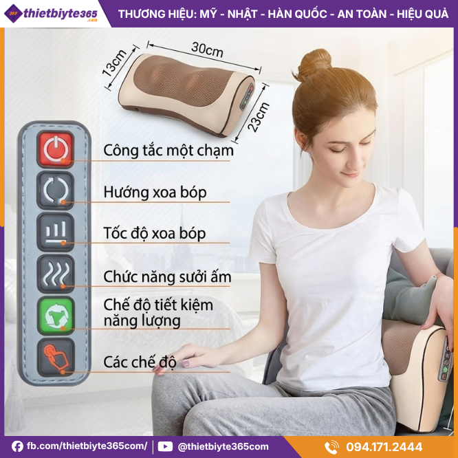 Thiết Kế Của Gối Massage Cổ Vai Gáy Lưng JAPANI CVG-6047