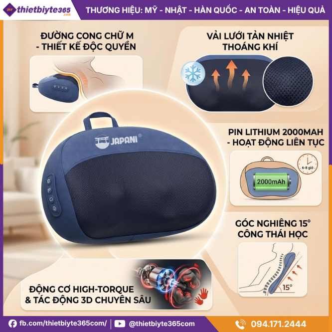 Ưu Điểm Của Gối Massage Cổ Vai Gáy Và Lưng JAPANI CVG-6057