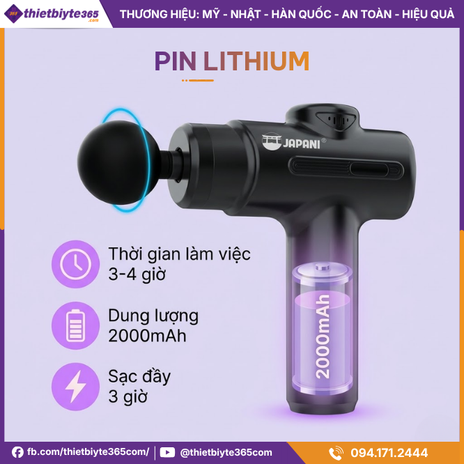 hệ thông pinMáy massage cầm tay JAPANI MCT-2443 8 Đầu Massage