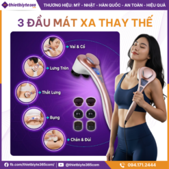 Máy Massage Cầm Tay Đầu Kép JAPANI CVG-6093 - 3 Đầu Mát Xa Thay Thế