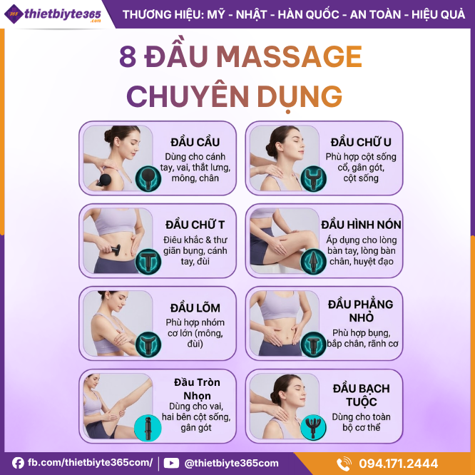 8 Đầu Massage Máy massage cầm tay JAPANI MCT-1892 