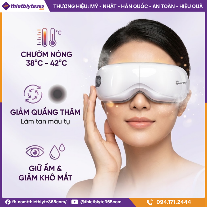 Chườm nóng của Máy massage mắt JAPANI MSM-1961 kết nối bluetooth