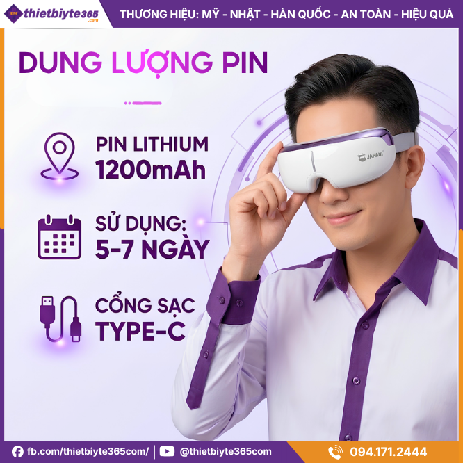Pin của súng Máy massage mắt JAPANI MSM-3484 chườm nóng