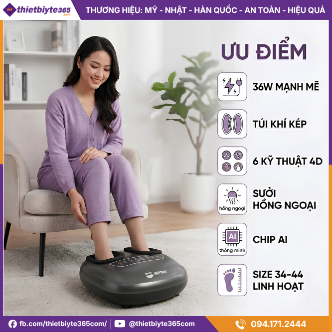 Ưu điểm Máy massage chân JAPANI MSC-6260 dây cắm trực tiếp