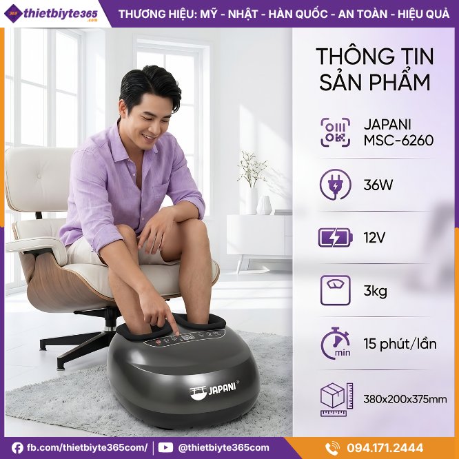 Thông tin sản phẩm Máy massage chân JAPANI MSC-6260 dây cắm trực tiếp