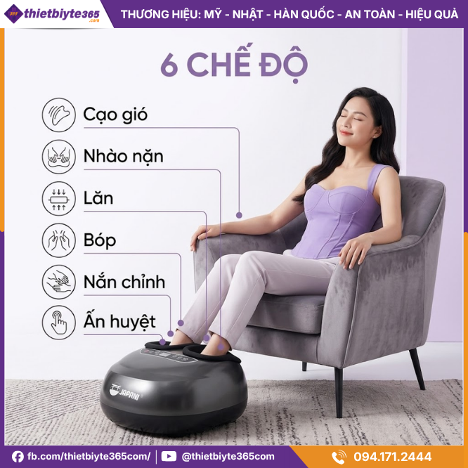 6 chế độ của Máy massage chân JAPANI MSC-6260 dây cắm trực tiếp