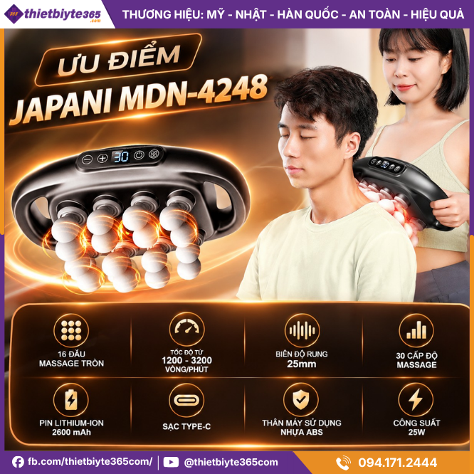 Ưu điểm của máy Massage Cầm Tay Đa Năng JAPANI MDN-4248