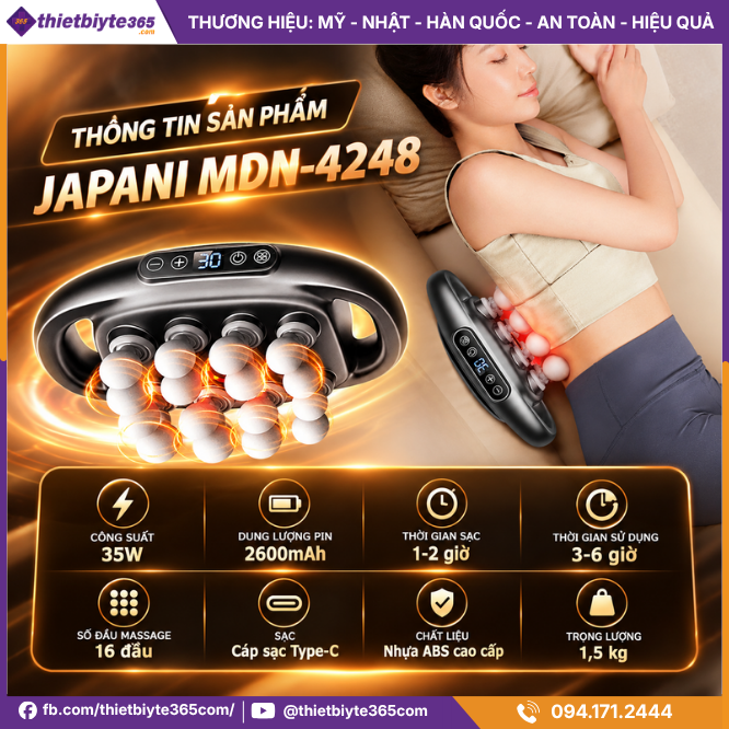 Thông Tin Sản Phẩm Máy Massage Cầm Tay Đa Năng JAPANI MDN-4248