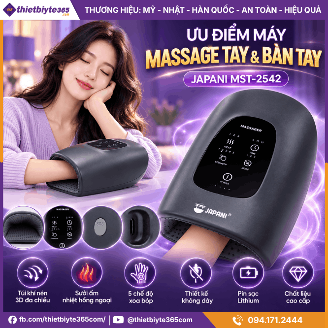 Ưu điểm máy massage tay và bàn tay JAPANI MST-2542
