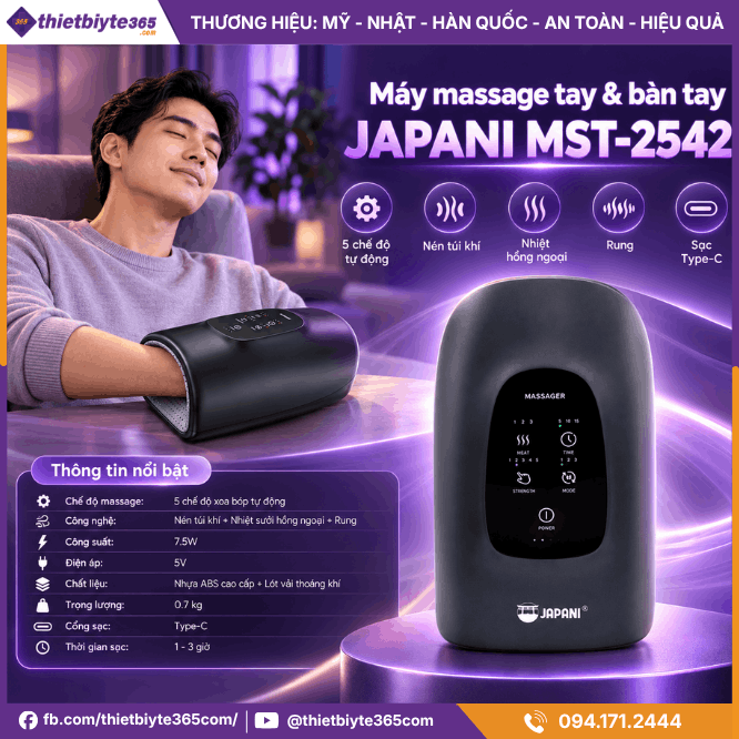 Thông tin sản phẩm máy massage tay và bàn tay JAPANI MST-2542