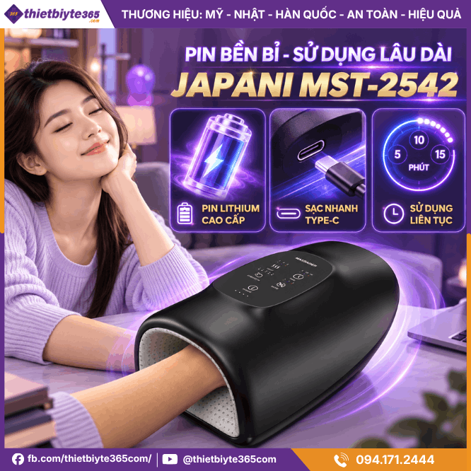 Pin của máy massage tay và bàn tay JAPANI MST-2542