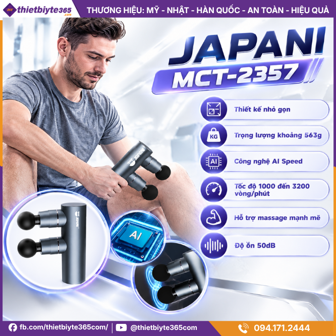 Thông Tin Chi Tiết Của Máy Massage Cầm Tay 2 Đầu JAPANI MCT-2357 Hợp Kim Cao Cấp