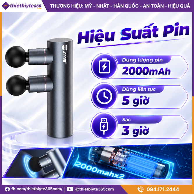 Hiệu Suất Pin Của Máy Mát Xa 2 Đầu JAPANI MCT-2357