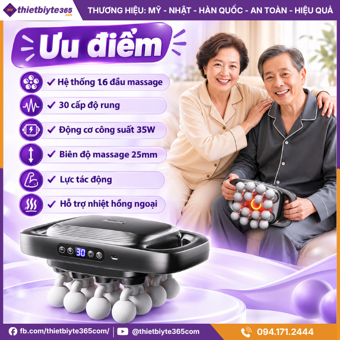 Máy Massage Cầm Tay Đa Năng JAPANI MDN-4347 16 Đầu Hỗ Trợ Giảm Đau Mỏi Tại Nhà