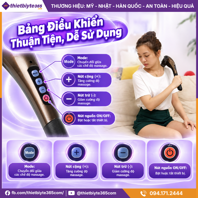 Thiết kế cầm tay gọn gàng, dễ thao tác