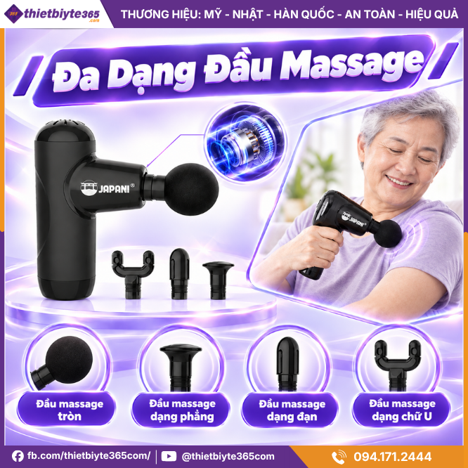 Máy Massage Cầm Tay Mini JAPANI CTMINI-8070 4 Đầu Hỗ Trợ Thư Giãn