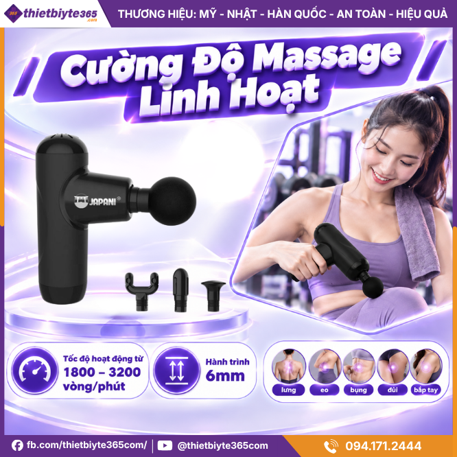 Máy Massage Cầm Tay Mini JAPANI CTMINI-8070 4 Đầu Hỗ Trợ Thư Giãn