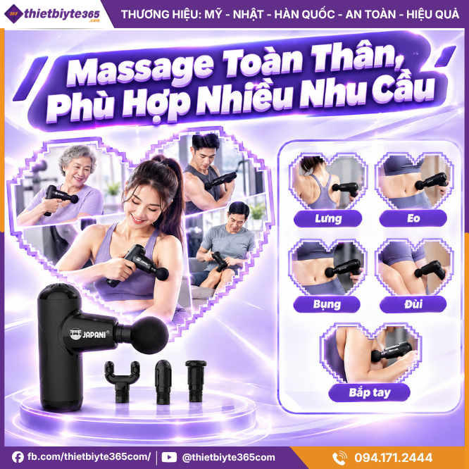 Máy Massage Cầm Tay Mini JAPANI CTMINI-8070 4 Đầu Hỗ Trợ Thư Giãn