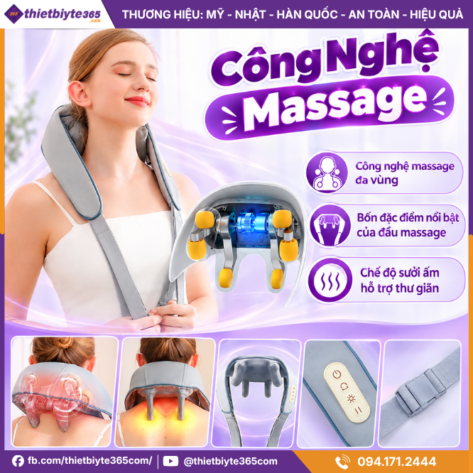 Máy Massage Cổ Vai Gáy JAPANI CVG-1981 Cao Cấp Hỗ Trợ Thư Giản Giảm Đau Mỏi