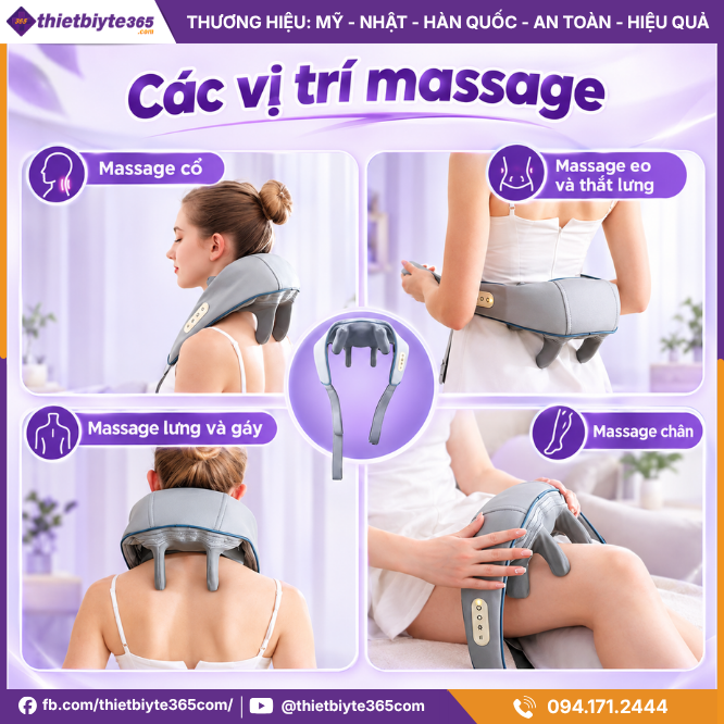 Máy Massage Cổ Vai Gáy JAPANI CVG-1981 Cao Cấp Hỗ Trợ Thư Giản Giảm Đau Mỏi