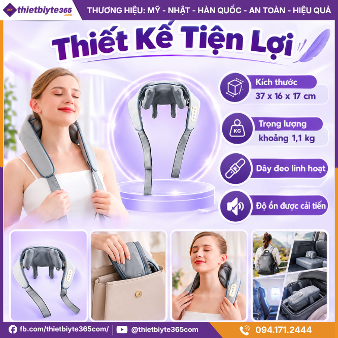 Máy Massage Cổ Vai Gáy JAPANI CVG-1981 Cao Cấp Hỗ Trợ Thư Giản Giảm Đau Mỏi