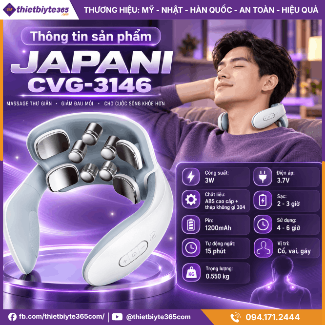 Thông tin sản phẩm máy massage cổ vai gáy JAPANI CVG-3146