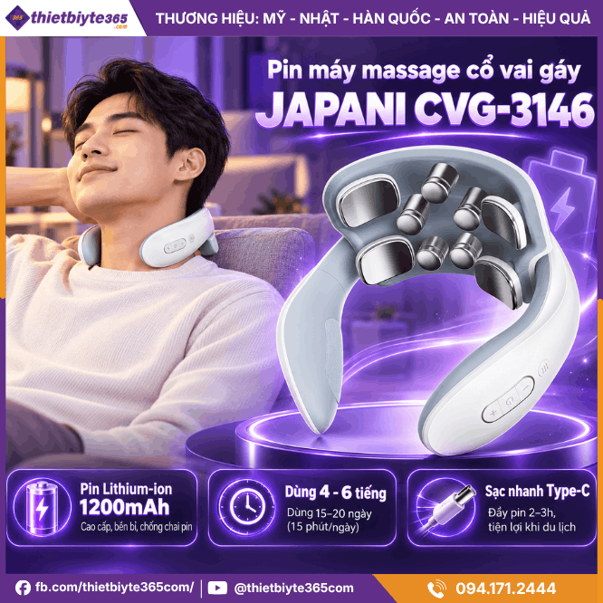Pin của máy massage cổ vai gáy JAPANI CVG-3146
