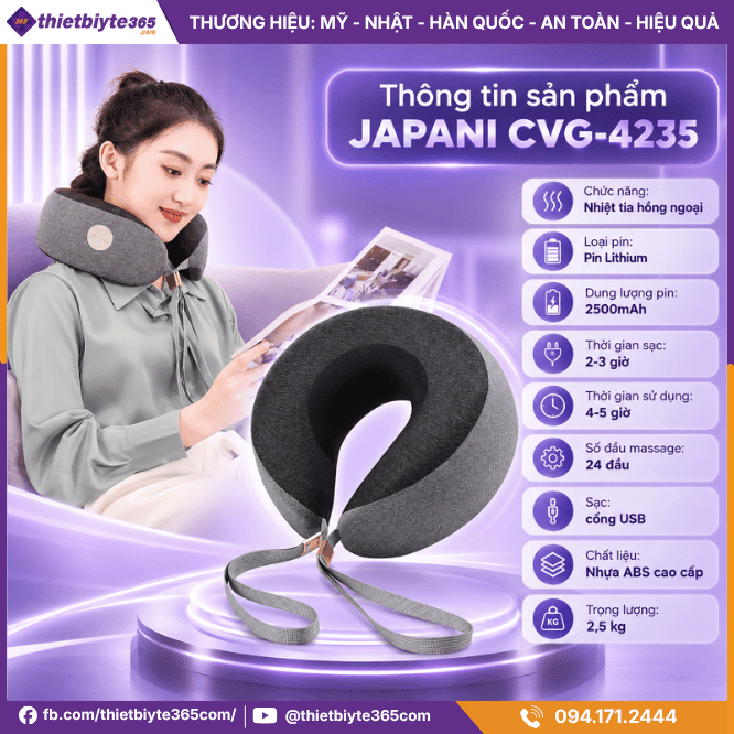 Thông tin chi tiết máy massage cổ vai gáy JAPANI CVG-4235