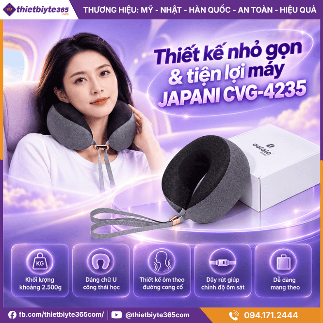 Thiết kế nhỏ gọn & tiện lợi máy massage cổ vai gáy JAPANI CVG-4235